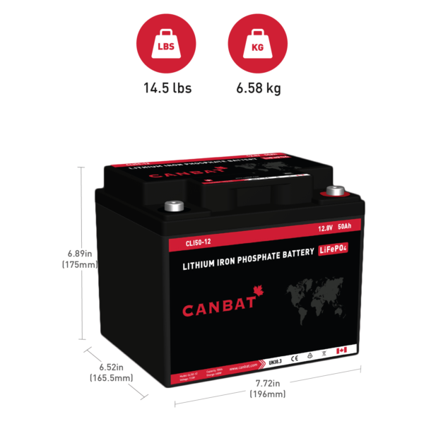 CANBAT - 12V 50Ah Lithium Battery (LifePO4) CLI50-12